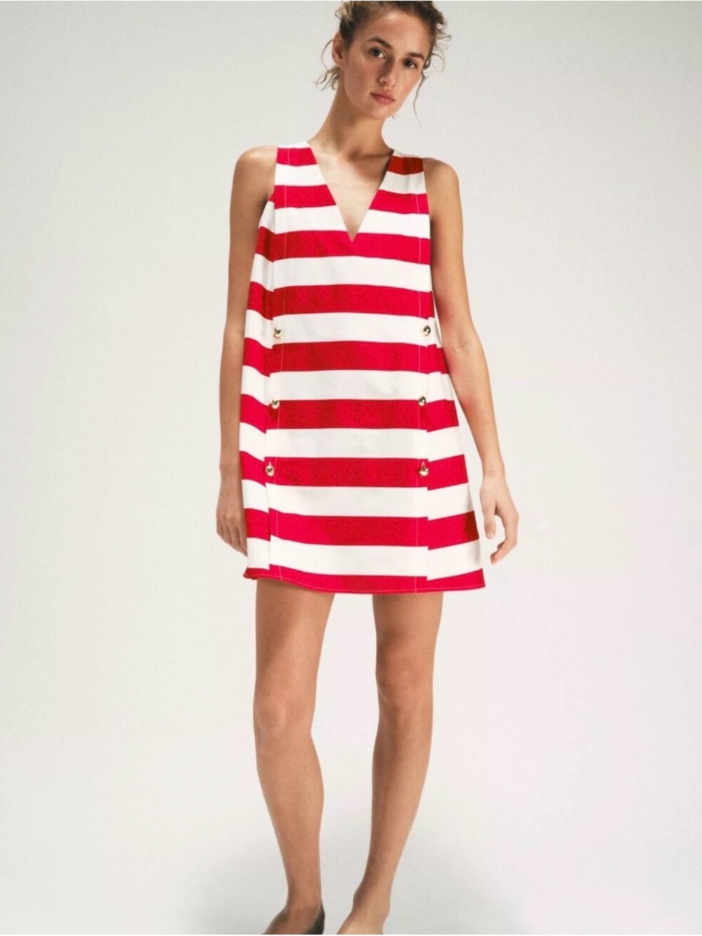 Zara red and white striped mini dress